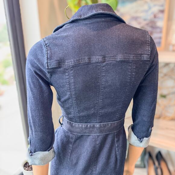 White House Black Market-Denim Zip Front Collared Dress-Pockets-Women's Size 2 - Picture 7 of 9